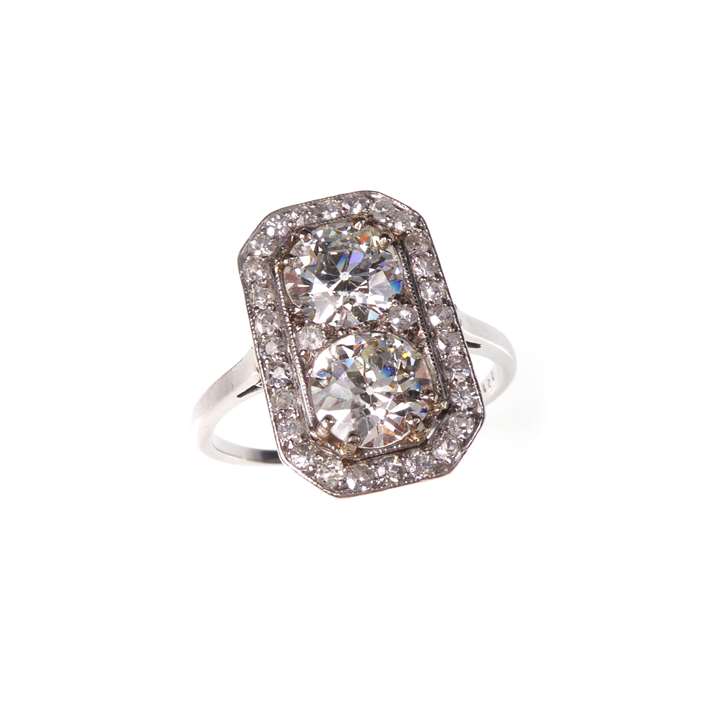Two stone diamond cluster ring
